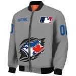personalized toronto blue jays claw rend grey bomber jacket best selling