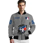personalized toronto blue jays claw rend grey bomber jacket best selling