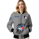 personalized toronto blue jays claw rend grey bomber jacket best selling