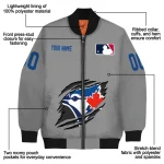 personalized toronto blue jays claw rend grey bomber jacket best selling