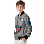 personalized toronto blue jays claw rend grey bomber jacket best selling