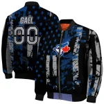 personalized toronto blue jays star stripes blue black bomber jacket best selling