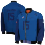 personalized toronto blue jays team patch blue bomber jacket best selling