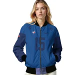personalized toronto blue jays team patch blue bomber jacket best selling