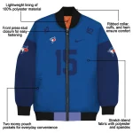 personalized toronto blue jays team patch blue bomber jacket best selling