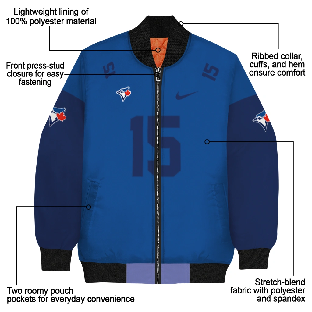 personalized toronto blue jays team patch blue bomber jacket new arrival personalized toronto blue jays team patch blue bomber jacket new arrival