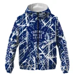 personalized toronto maple leafs brushstroke pattern blue windbreaker jacket best selling