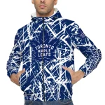 personalized toronto maple leafs brushstroke pattern blue windbreaker jacket best selling