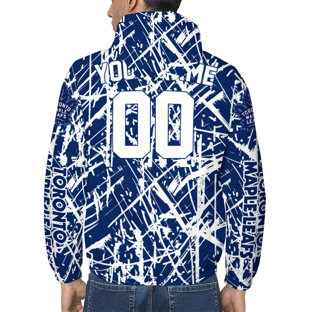 personalized toronto maple leafs brushstroke pattern blue windbreaker jacket trendy personalized toronto maple leafs brushstroke pattern blue windbreaker jacket trendy