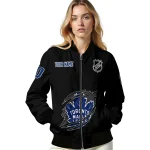 personalized toronto maple leafs claw cut black bomber jacket best selling