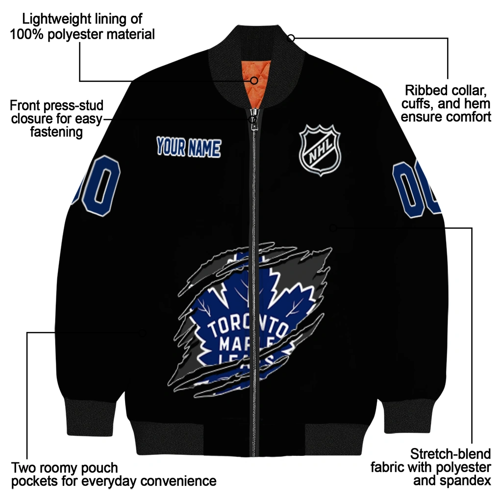 personalized toronto maple leafs claw cut black bomber jacket new arrival personalized toronto maple leafs claw cut black bomber jacket new arrival