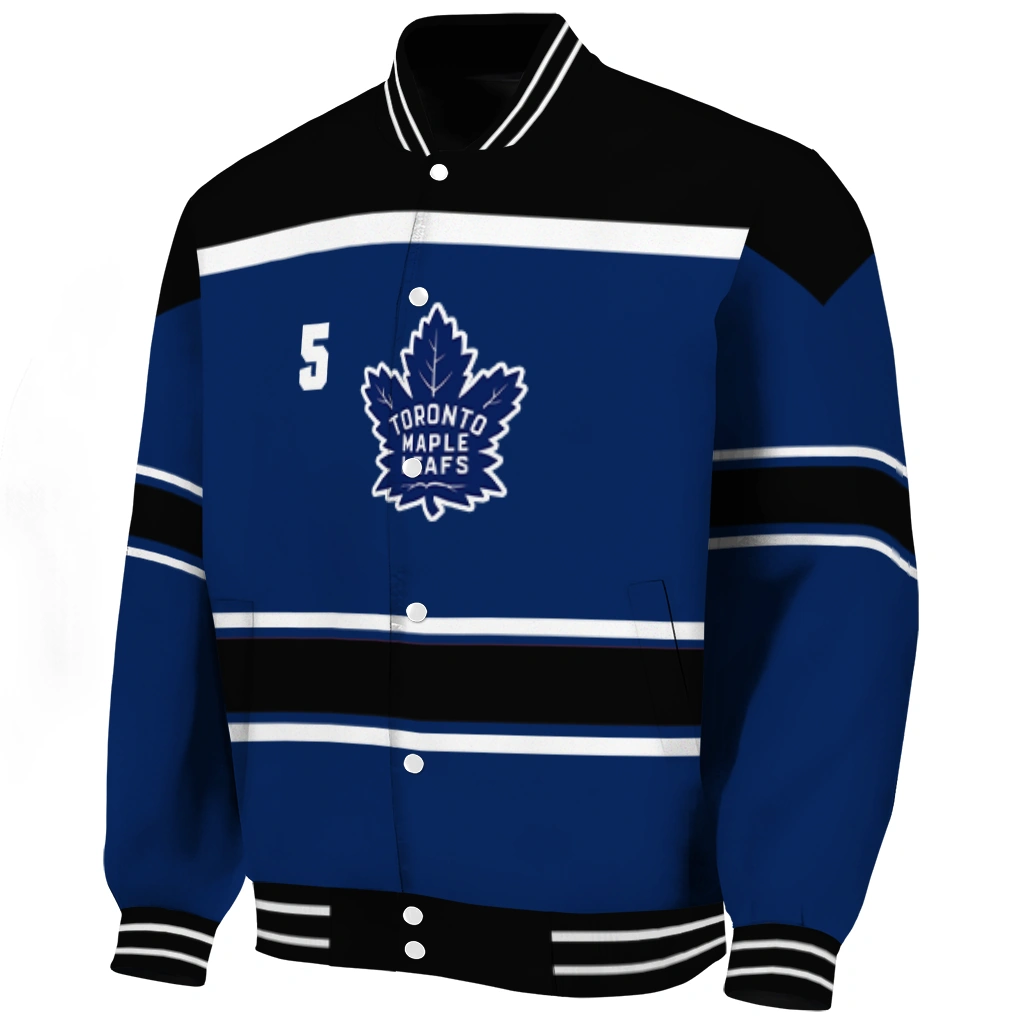 personalized toronto maple leafs stripe statement blue black varsity jacket best selling personalized toronto maple leafs stripe statement blue black varsity jacket best selling