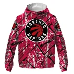 personalized toronto raptors brushstroke pattern red windbreaker jacket best selling