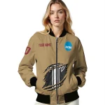personalized troy trojans claw effect beige bomber jacket best selling