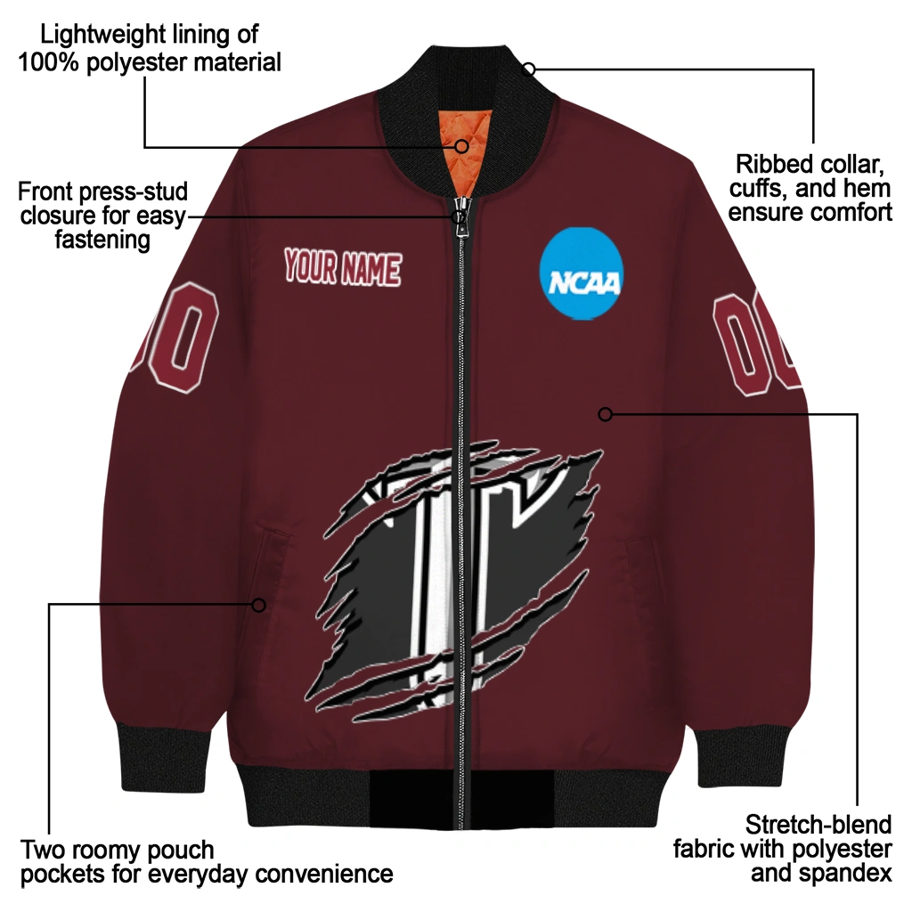 personalized troy trojans claw mark red bomber jacket new arrival personalized troy trojans claw mark red bomber jacket new arrival