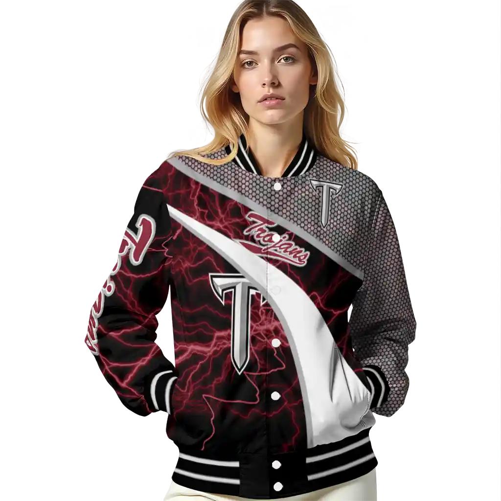 personalized troy trojans electric flash red varsity jacket latest model personalized troy trojans electric flash red varsity jacket latest model