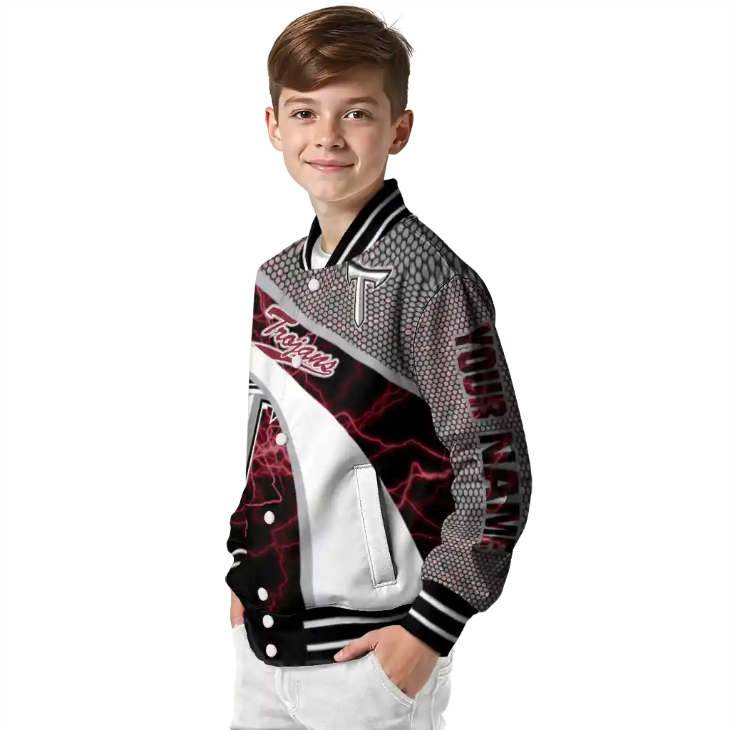 personalized troy trojans electric flash red varsity jacket trendy personalized troy trojans electric flash red varsity jacket trendy
