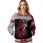 personalized troy trojans reaper hands red black varsity jacket best selling