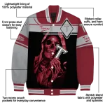 personalized troy trojans reaper hands red black varsity jacket best selling