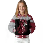 personalized troy trojans reaper hands red black varsity jacket best selling