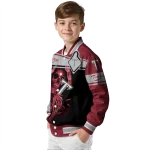 personalized troy trojans reaper hands red black varsity jacket best selling