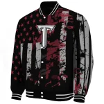 personalized troy trojans star stripes red black varsity jacket best selling