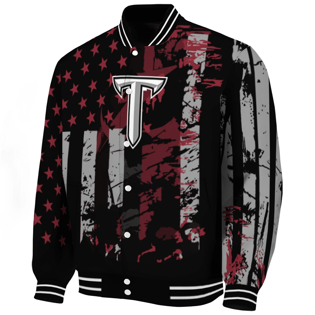 personalized troy trojans star stripes red black varsity jacket best selling personalized troy trojans star stripes red black varsity jacket best selling