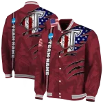 personalized troy trojans usa flag claws red varsity jacket best selling