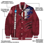 personalized troy trojans usa flag claws red varsity jacket best selling