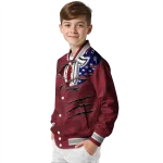 personalized troy trojans usa flag claws red varsity jacket best selling