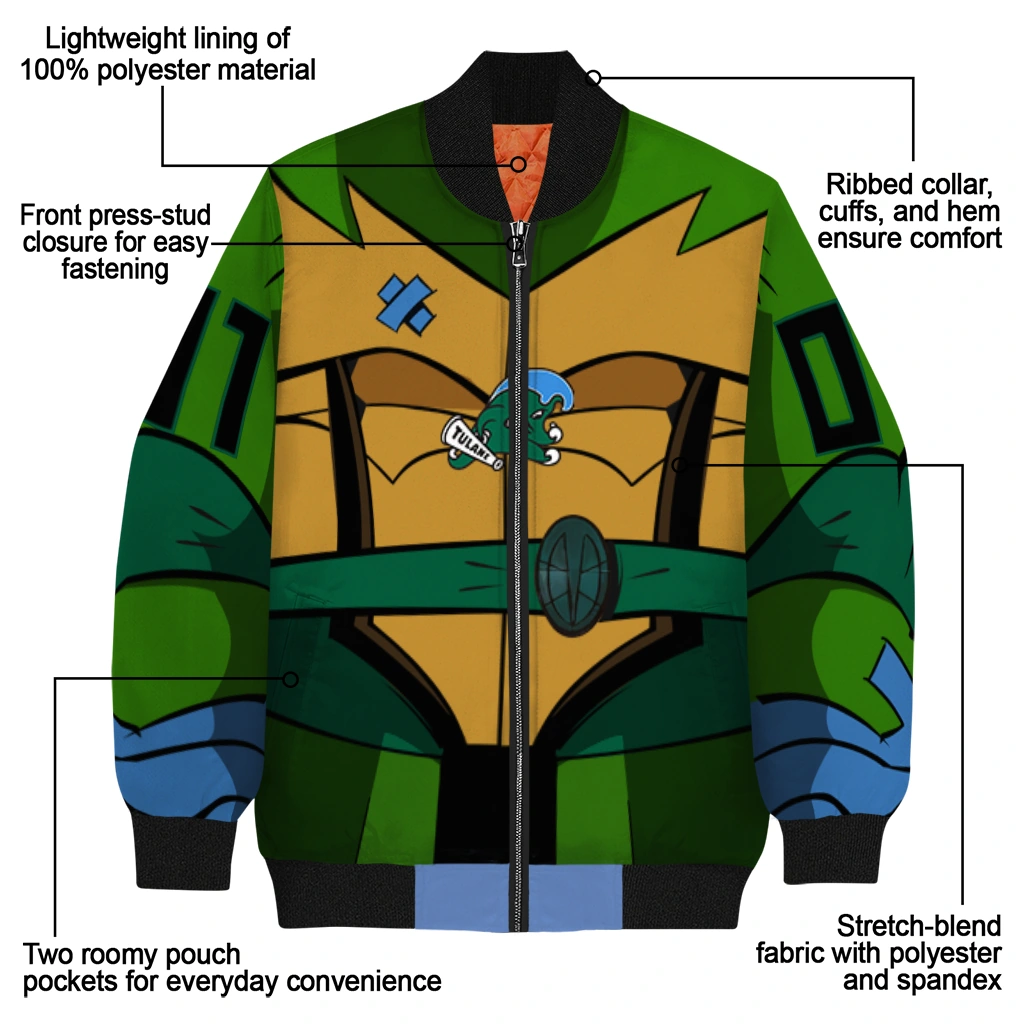 personalized tulane green wave turtle armor bomber jacket new arrival personalized tulane green wave turtle armor bomber jacket new arrival