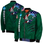 personalized tulane green wave usa flag claws green bomber jacket best selling