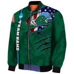 personalized tulane green wave usa flag claws green bomber jacket best selling