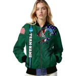 personalized tulane green wave usa flag claws green bomber jacket best selling