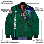 personalized tulane green wave usa flag claws green bomber jacket best selling