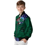 personalized tulane green wave usa flag claws green bomber jacket best selling