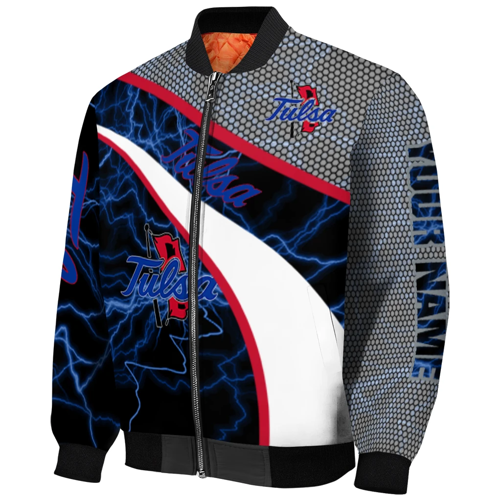 personalized tulsa golden hurricane electric flash blue bomber jacket fashion forward personalized tulsa golden hurricane electric flash blue bomber jacket fashion forward