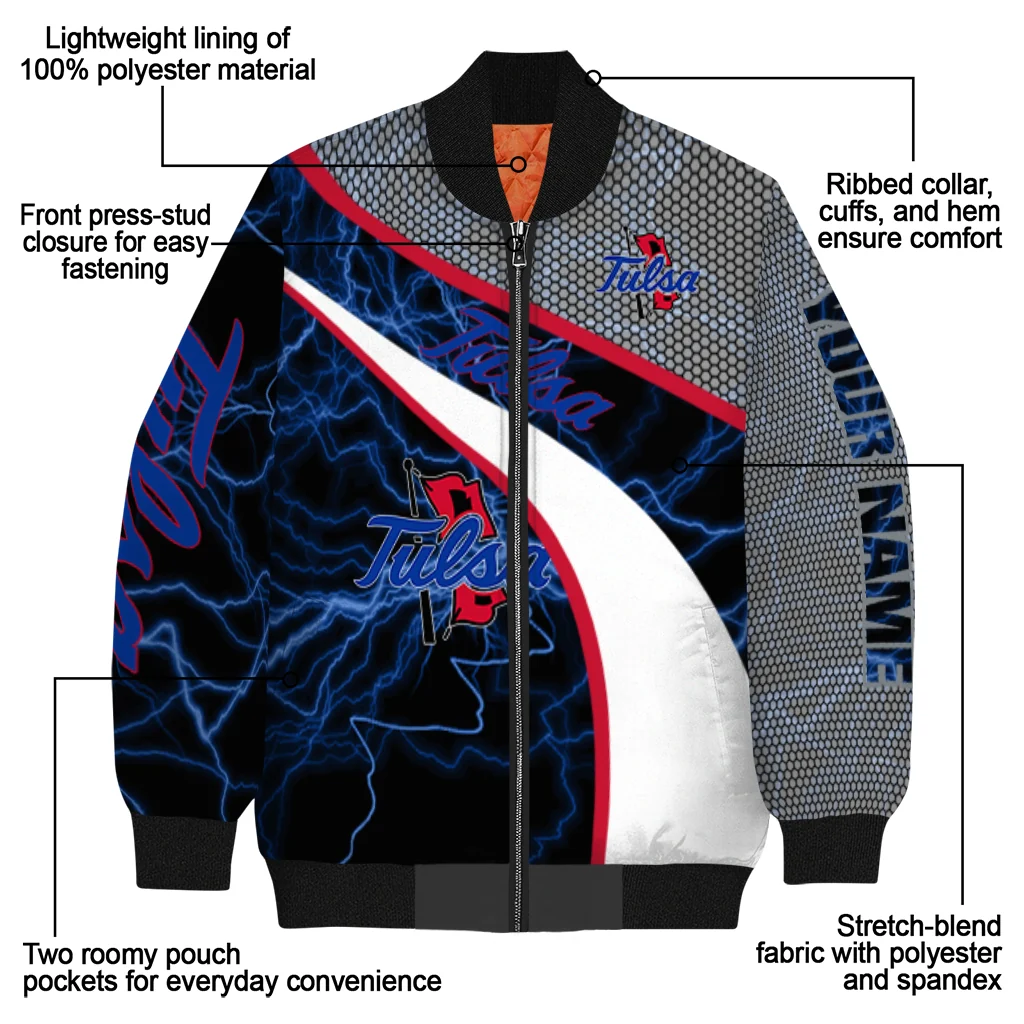 personalized tulsa golden hurricane electric flash blue bomber jacket new arrival personalized tulsa golden hurricane electric flash blue bomber jacket new arrival