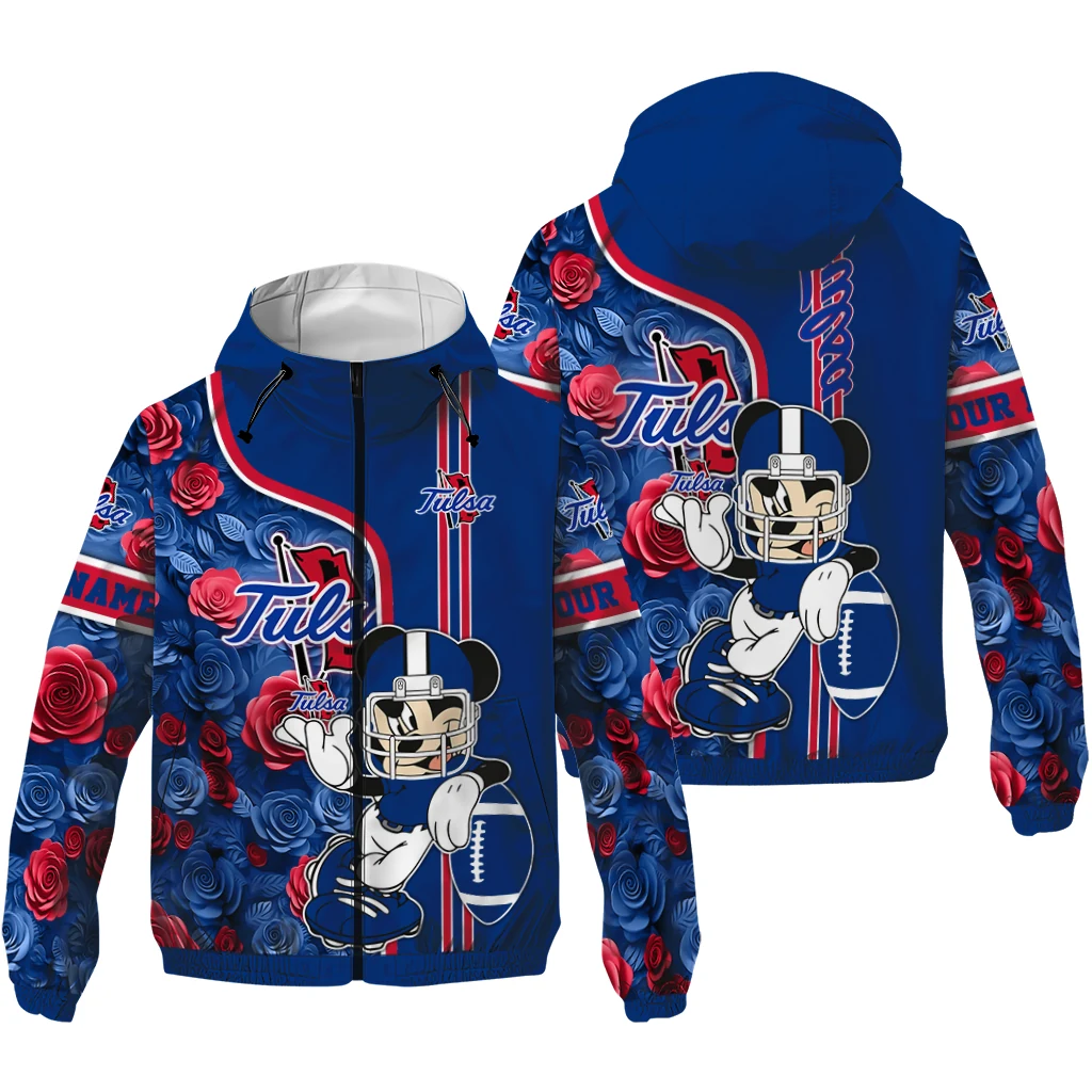 personalized tulsa golden hurricane football micky mouse blue windbreaker jacket high quality personalized tulsa golden hurricane football micky mouse blue windbreaker jacket high quality