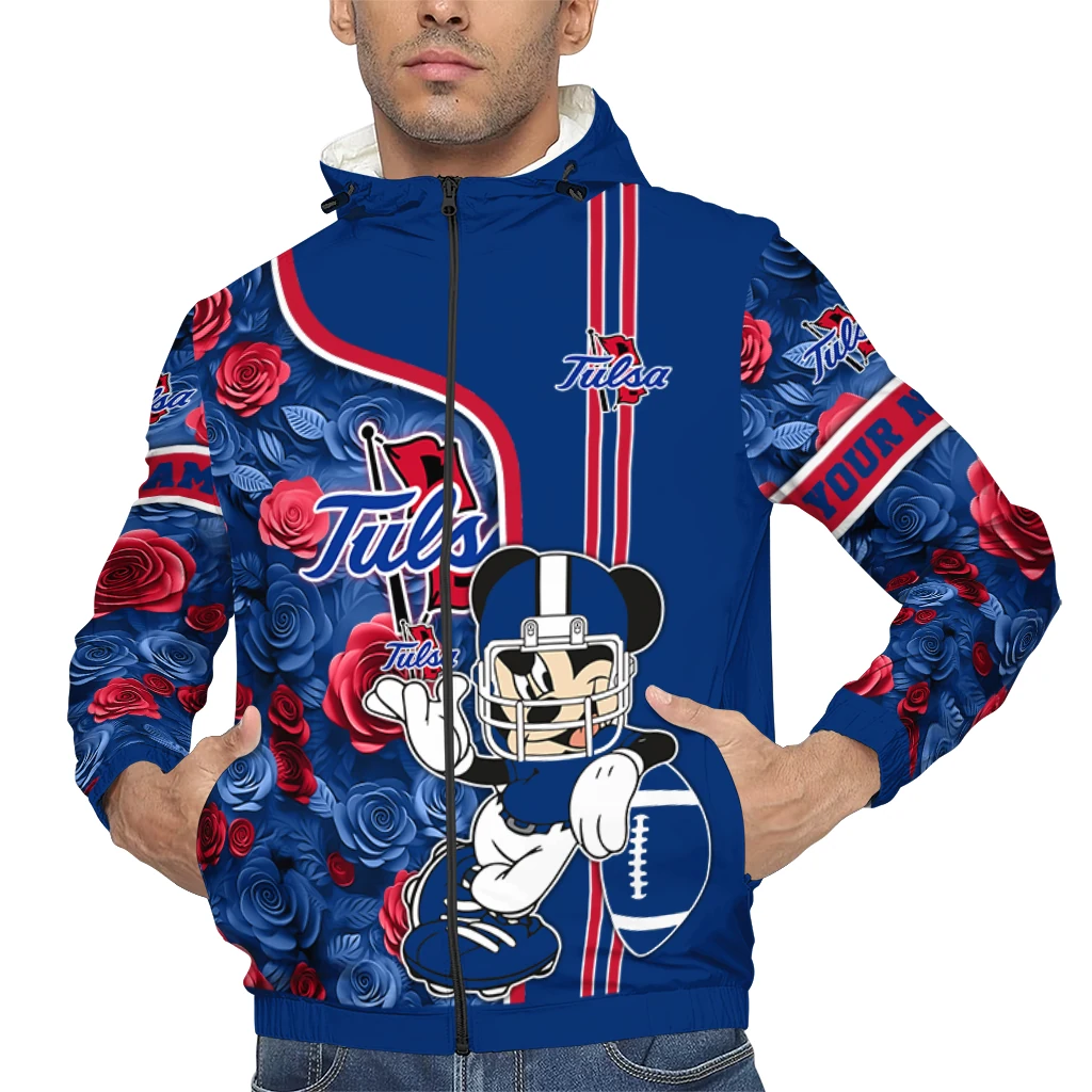personalized tulsa golden hurricane football micky mouse blue windbreaker jacket top rated personalized tulsa golden hurricane football micky mouse blue windbreaker jacket top rated