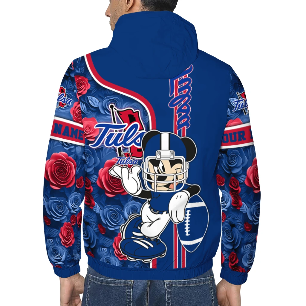 personalized tulsa golden hurricane football micky mouse blue windbreaker jacket trendy personalized tulsa golden hurricane football micky mouse blue windbreaker jacket trendy