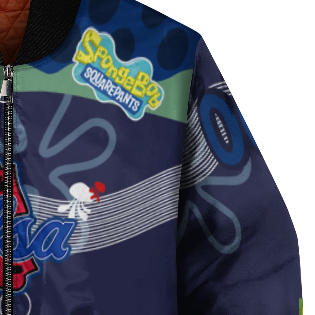 personalized tulsa golden hurricane spongebob playtime blue bomber jacket premium grade personalized tulsa golden hurricane spongebob playtime blue bomber jacket premium grade