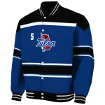 personalized tulsa golden hurricane stripe statement blue black varsity jacket best selling