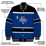 personalized tulsa golden hurricane stripe statement blue black varsity jacket best selling