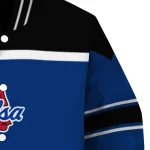 personalized tulsa golden hurricane stripe statement blue black varsity jacket best selling