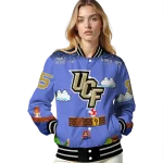 personalized ucf knights mario blocks blue black varsity jacket best selling