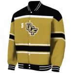 personalized ucf knights stripe statement gold black varsity jacket best selling