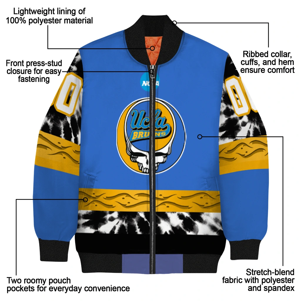 personalized ucla bruins circle skull blue black bomber jacket new arrival personalized ucla bruins circle skull blue black bomber jacket new arrival