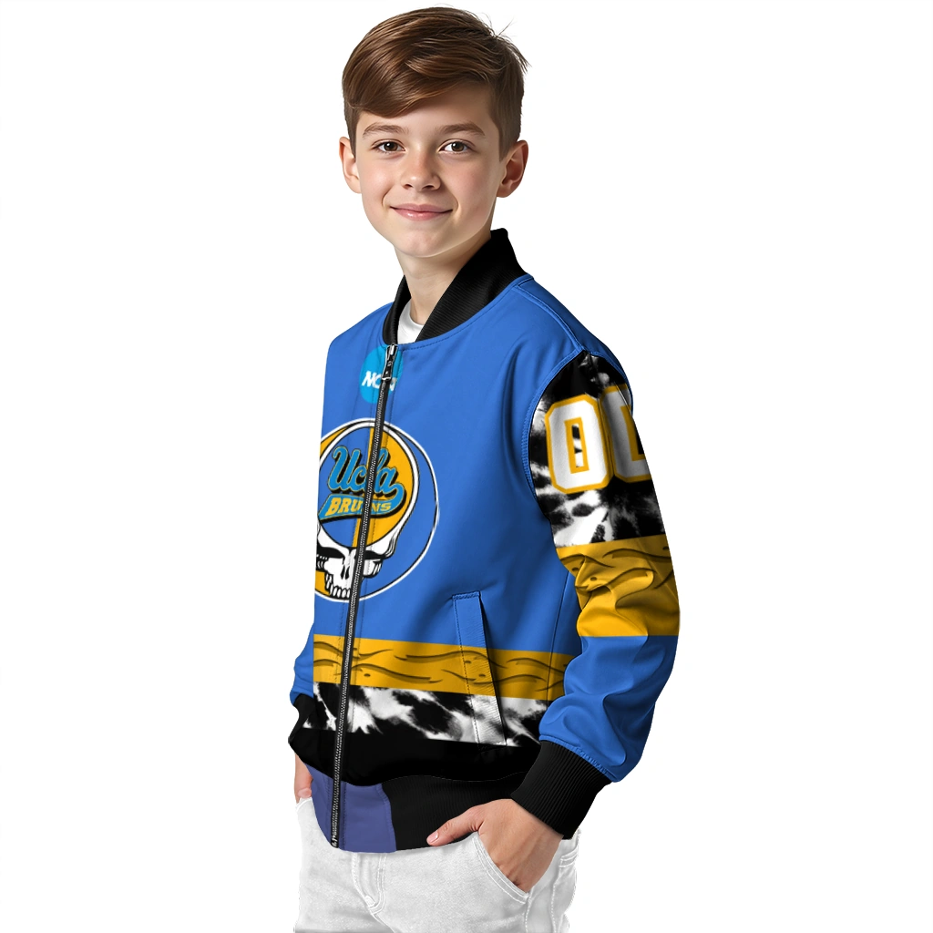 personalized ucla bruins circle skull blue black bomber jacket trendy personalized ucla bruins circle skull blue black bomber jacket trendy