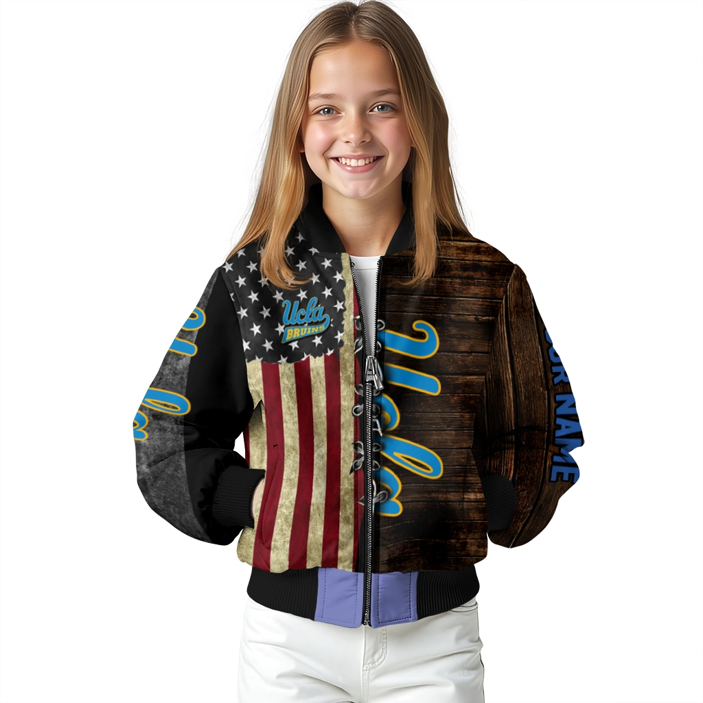 personalized ucla bruins flag wood brown bomber jacket top rated personalized ucla bruins flag wood brown bomber jacket top rated